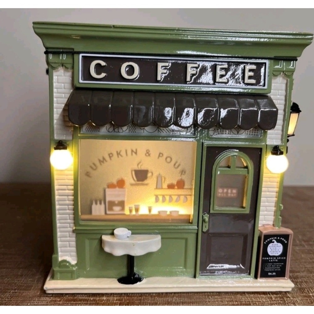Bath & Body Works Bookstore Pumpkin Pour LightUp Coffee Shop 3Wick Candle Holder